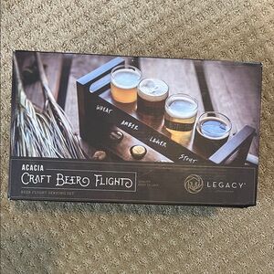 Legacy Acacia Beer Flight Set with Glasses
